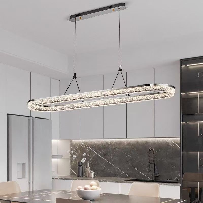 Oval crystal LED chandelier